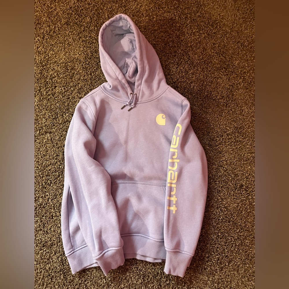 Carhartt Lavender Hoodie with Yellow Logo